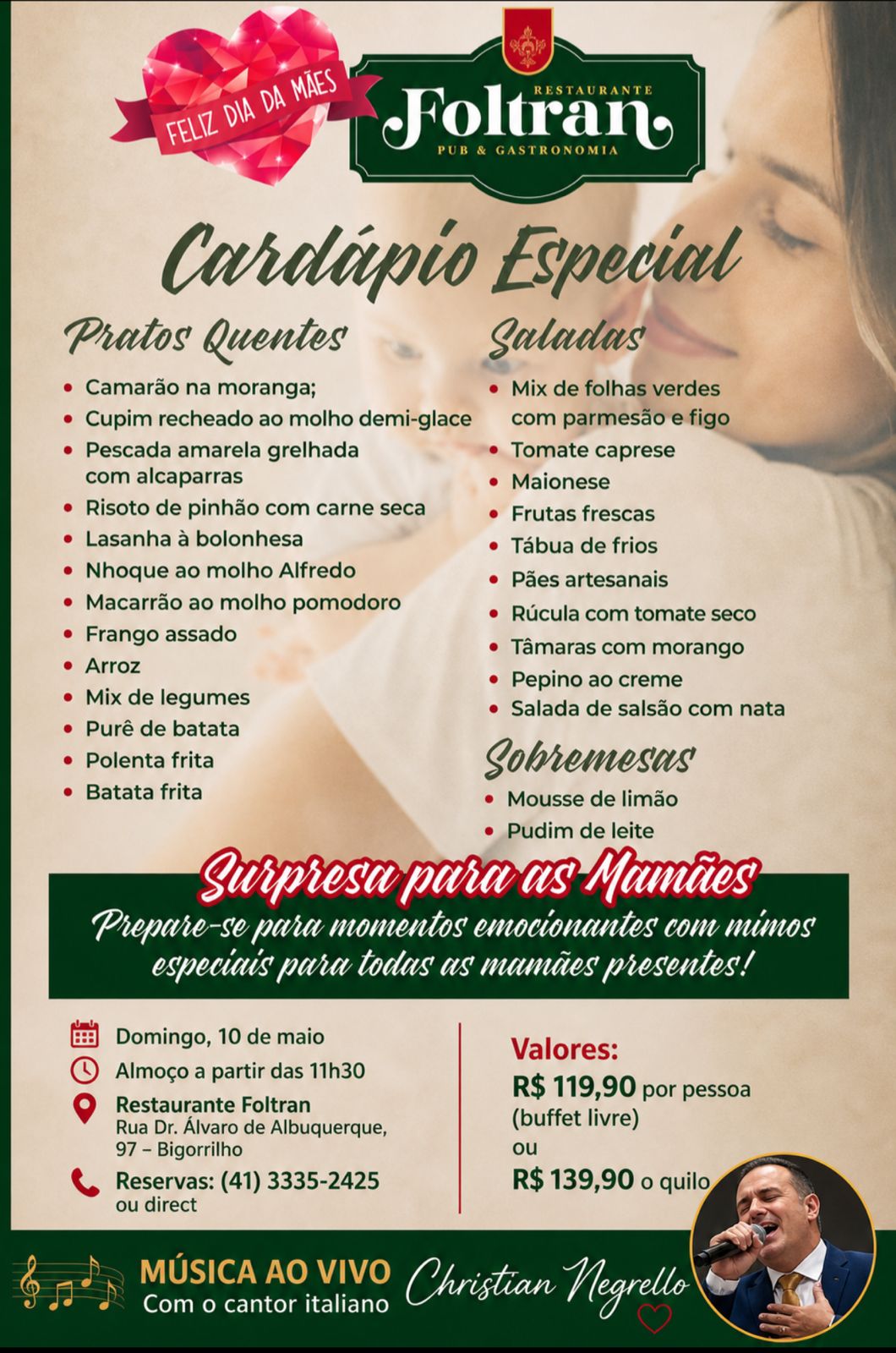 Cardápio Especial de Dia das Mães 2026